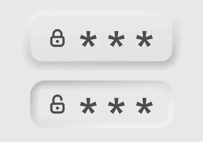 Two buttons with a lock and some asterisk symbols.